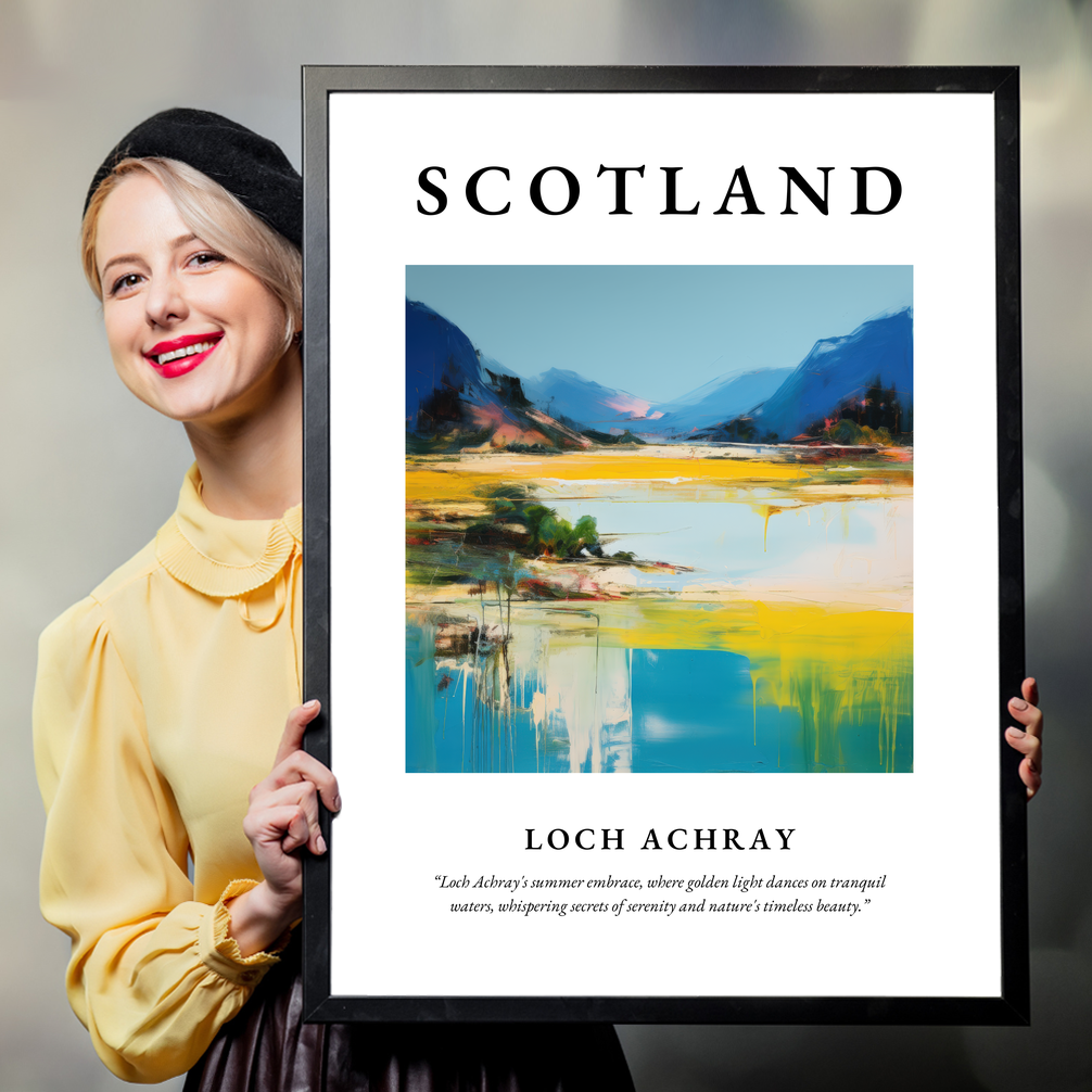 Person holding a poster of Loch Achray