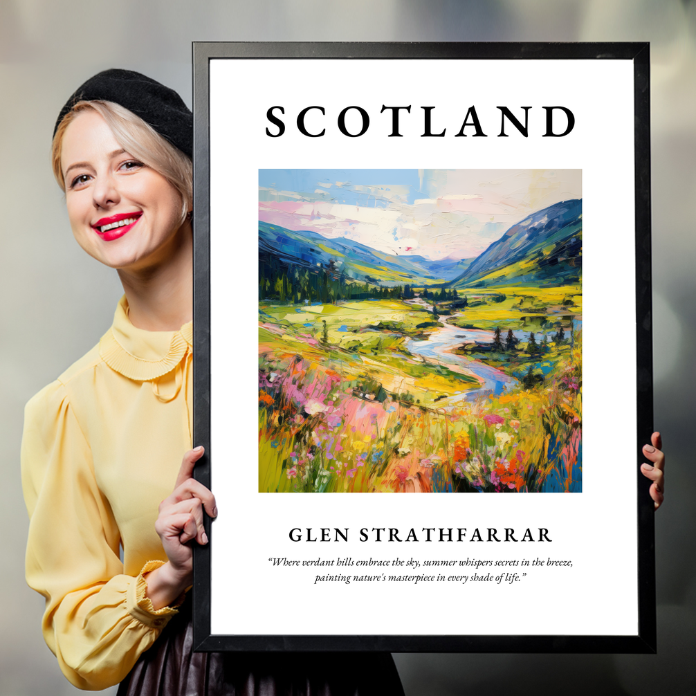 Person holding a poster of Glen Strathfarrar