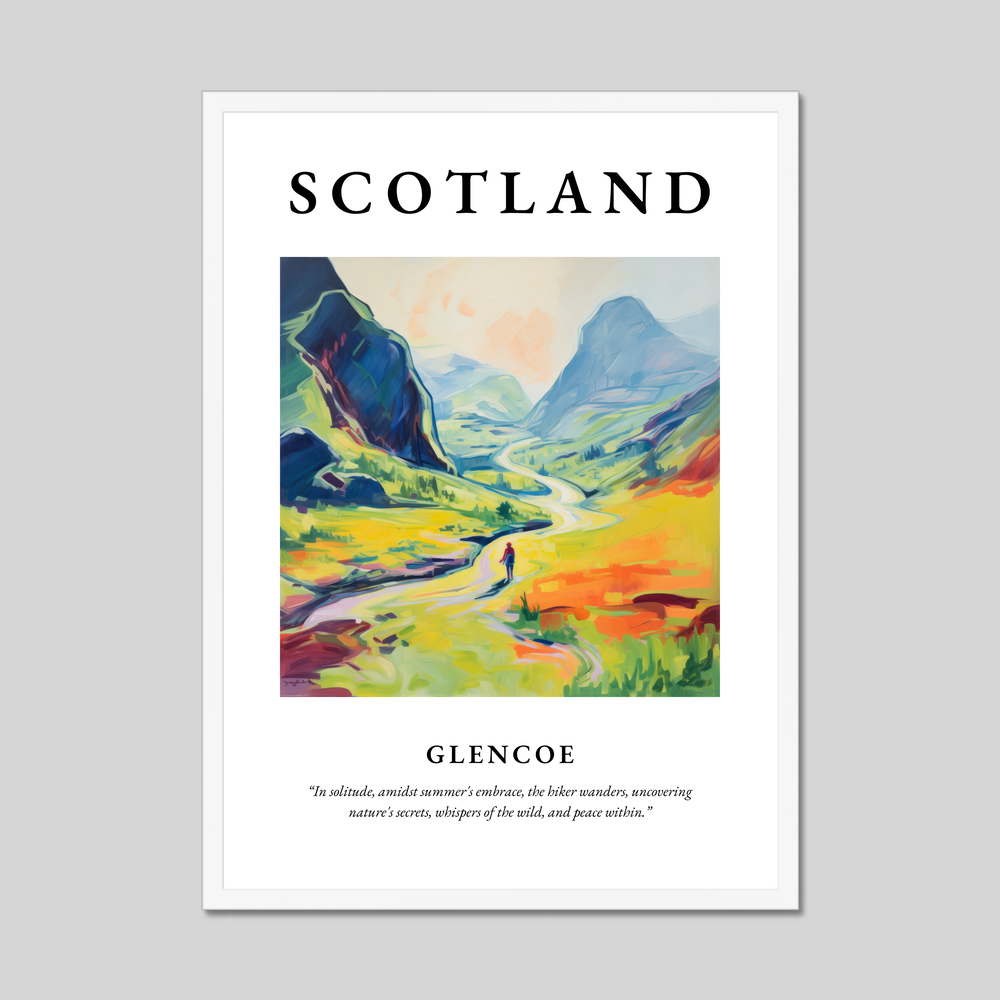 Poster in a white frame with the word Scotland