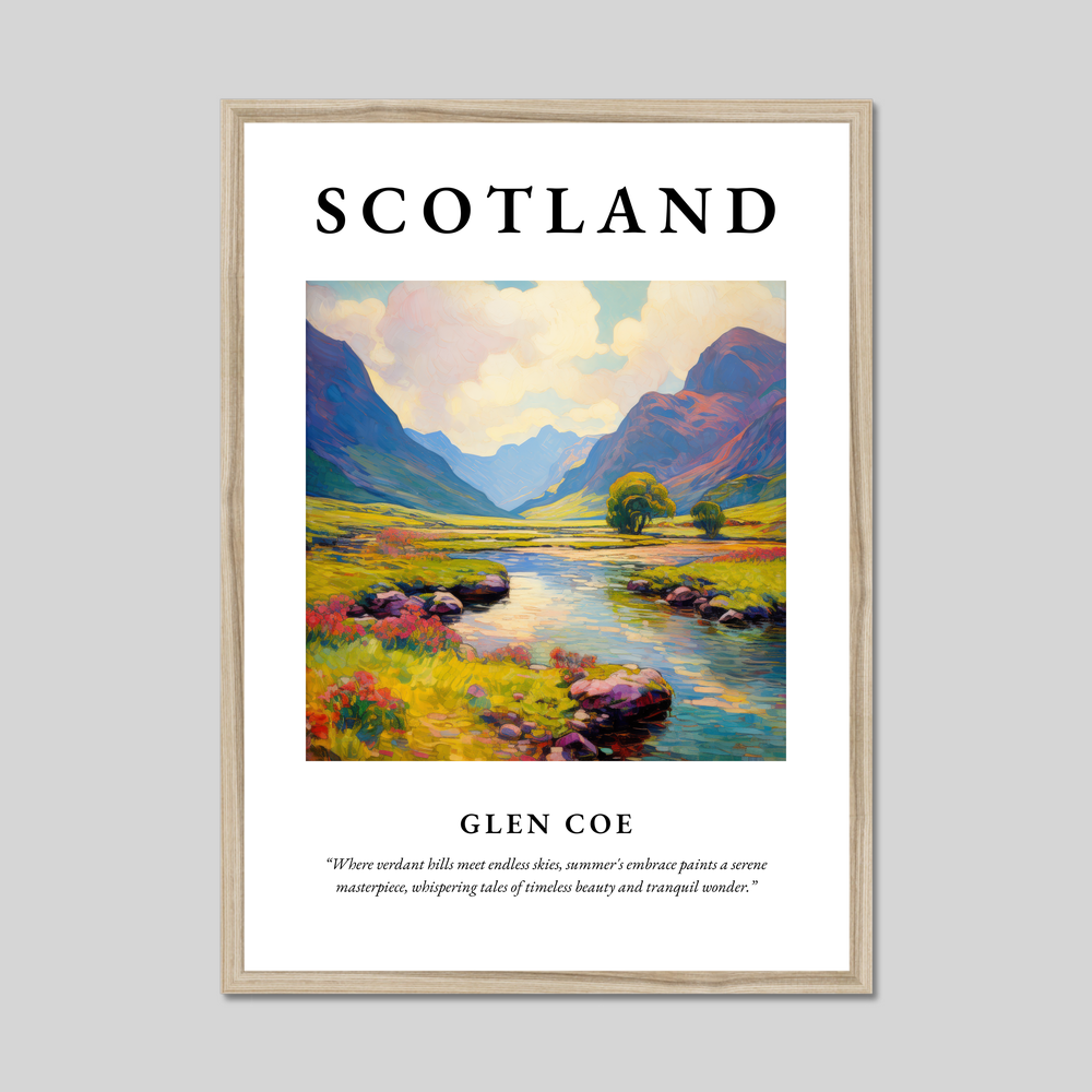 Poster in a natural frame with the word Scotland