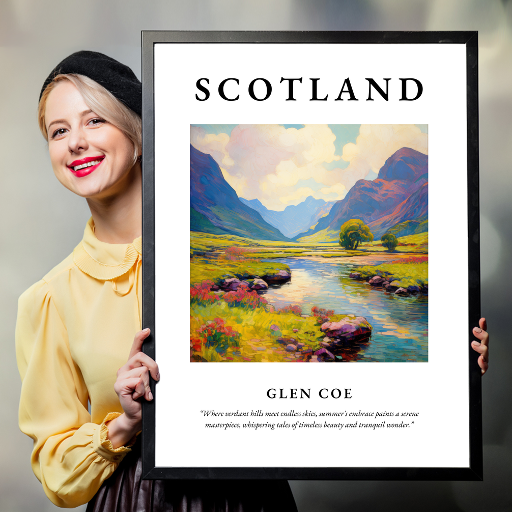 Person holding a poster of Glen Coe