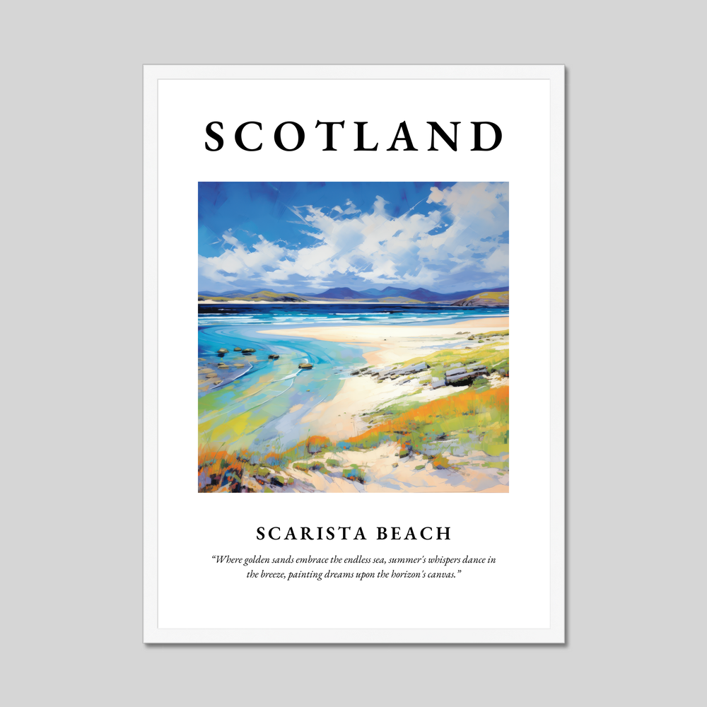 Poster in a white frame with the word Scotland