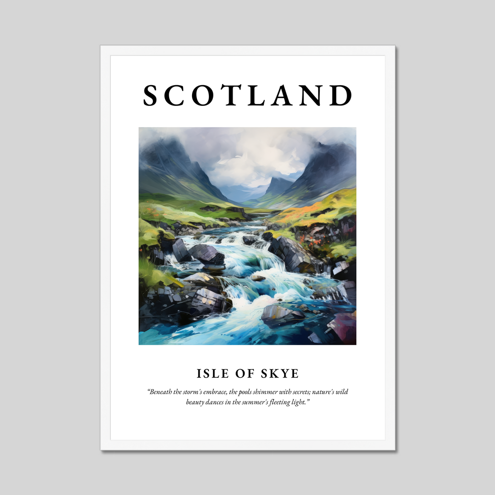 Poster in a white frame with the word Scotland