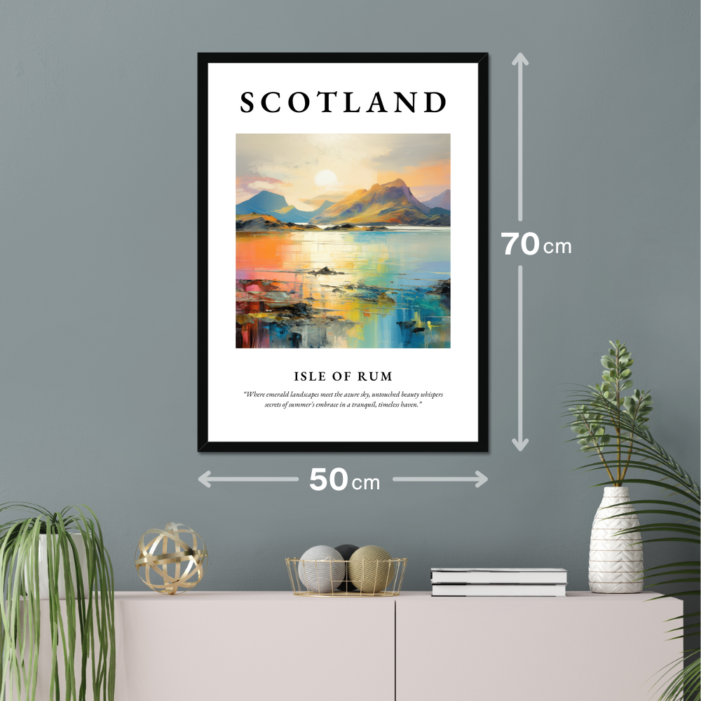 Poster of Isle of Rum hanging on a wall