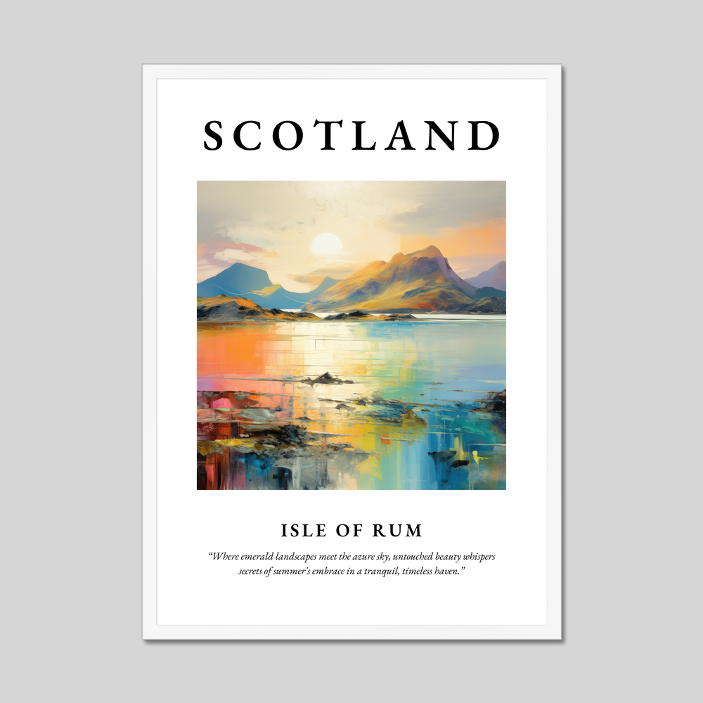 Poster in a white frame with the word Scotland