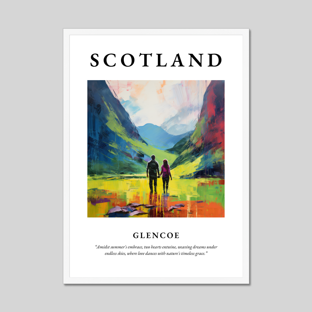 Poster in a white frame with the word Scotland