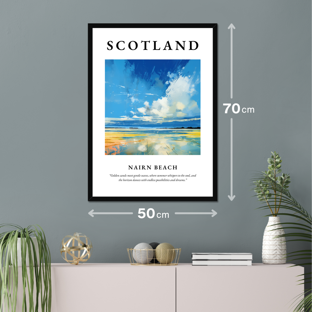 Poster of Nairn Beach hanging on a wall