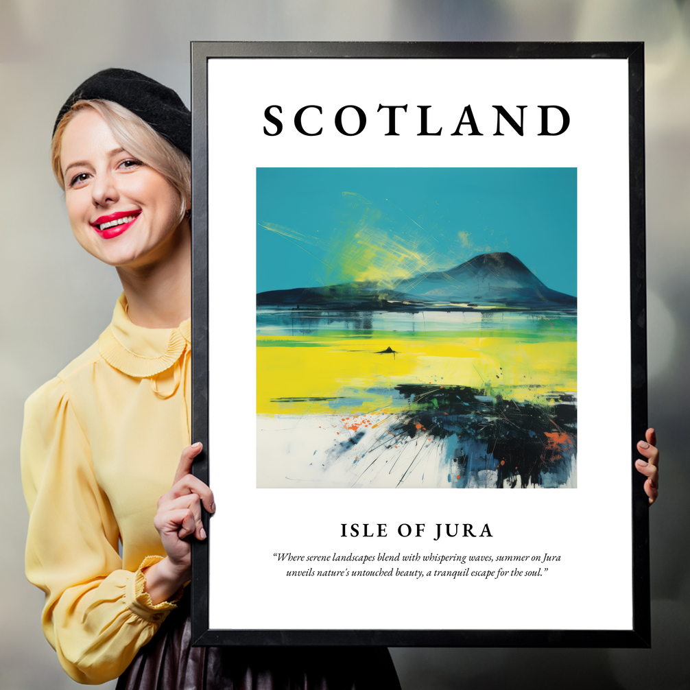 Person holding a poster of Isle of Jura