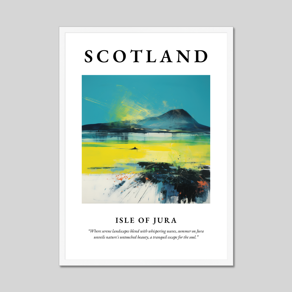 Poster in a white frame with the word Scotland