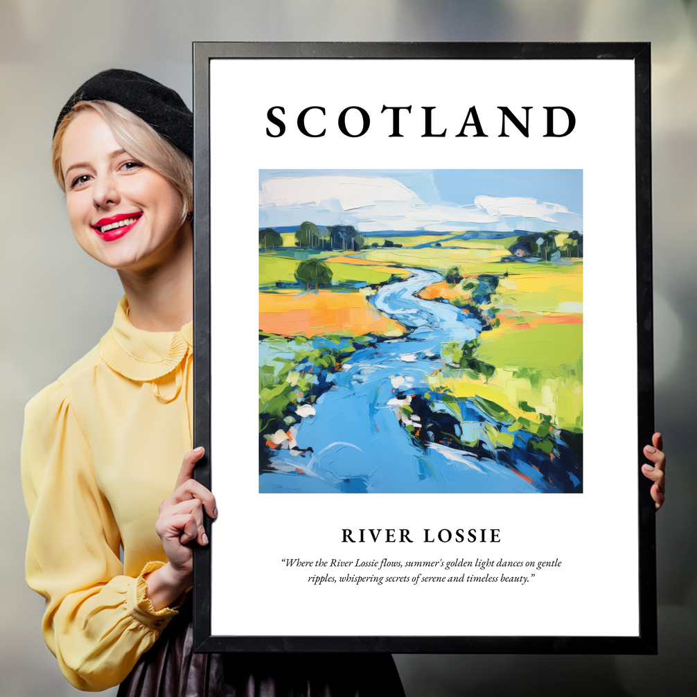 Person holding a poster of River Lossie