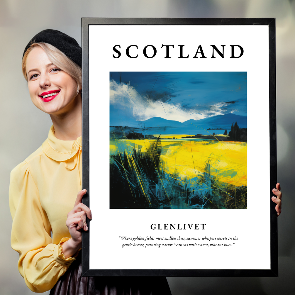 Person holding a poster of Glenlivet