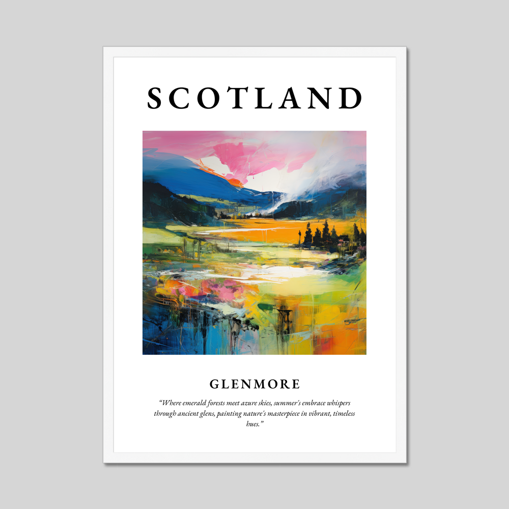 Poster in a white frame with the word Scotland