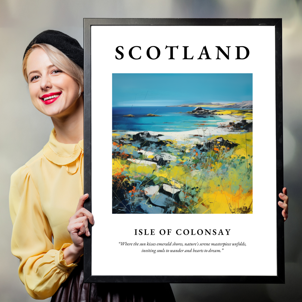 Person holding a poster of Isle of Colonsay