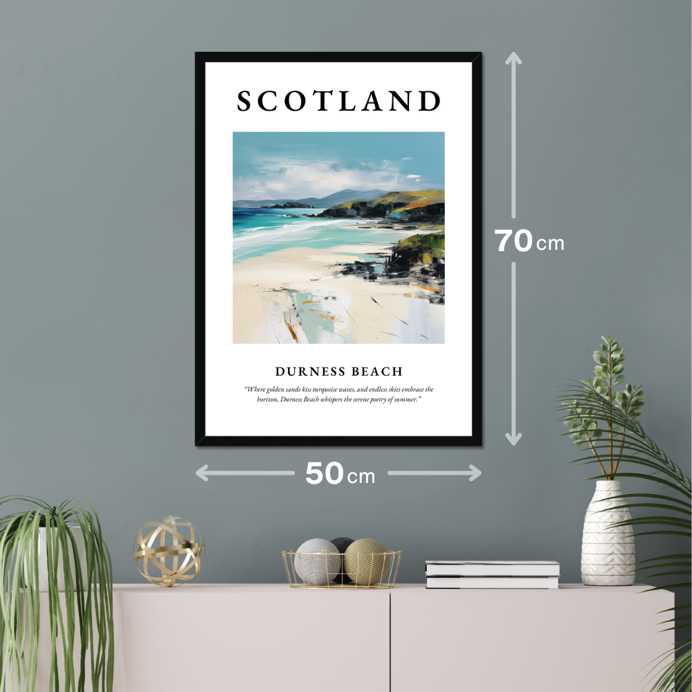 Poster of Durness Beach hanging on a wall