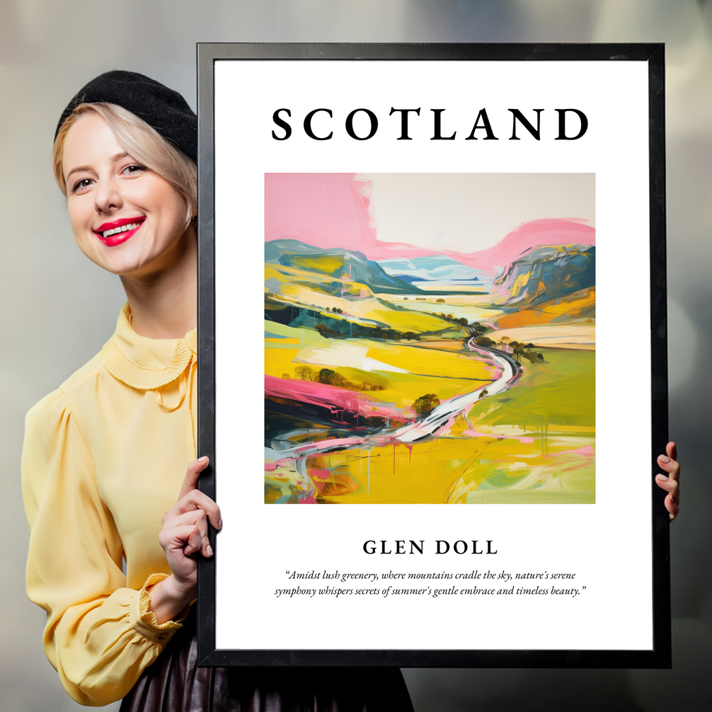 Person holding a poster of Glen Doll