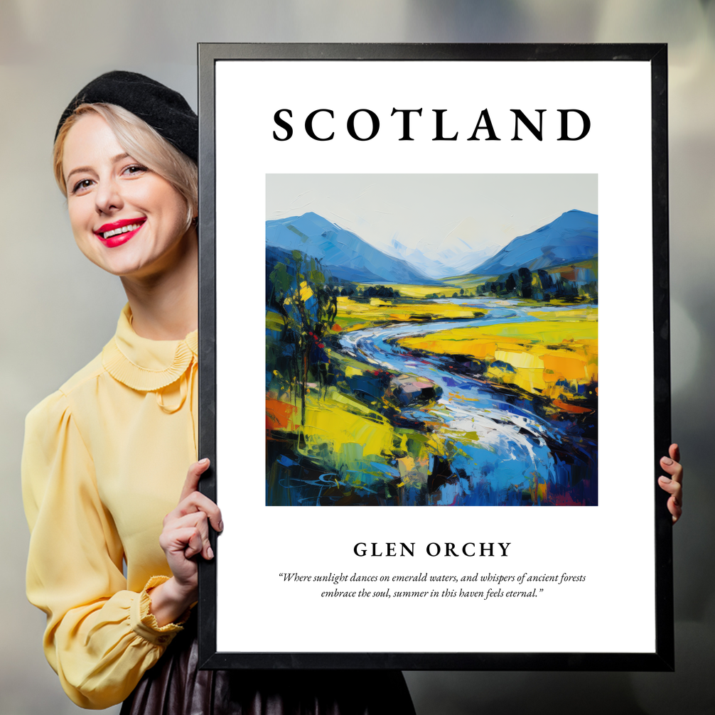 Person holding a poster of Glen Orchy