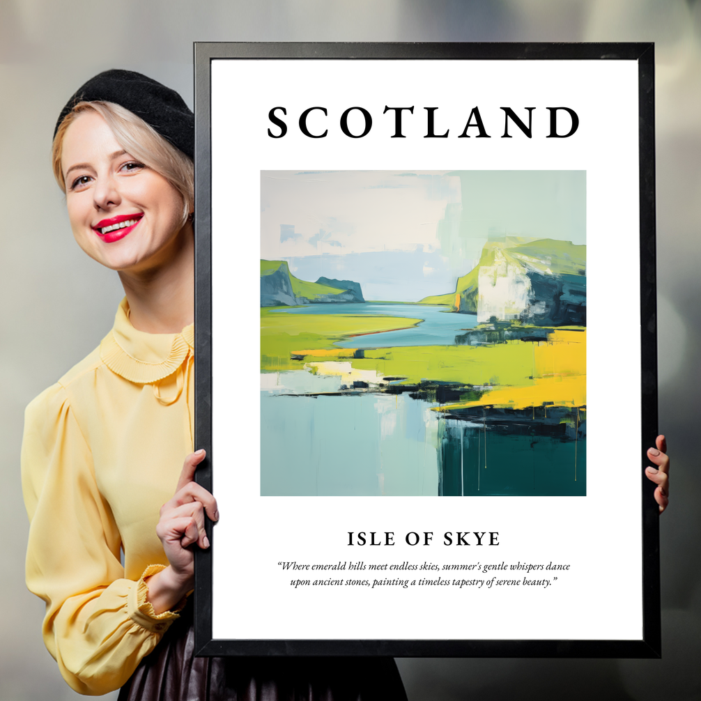 Person holding a poster of Isle of Skye