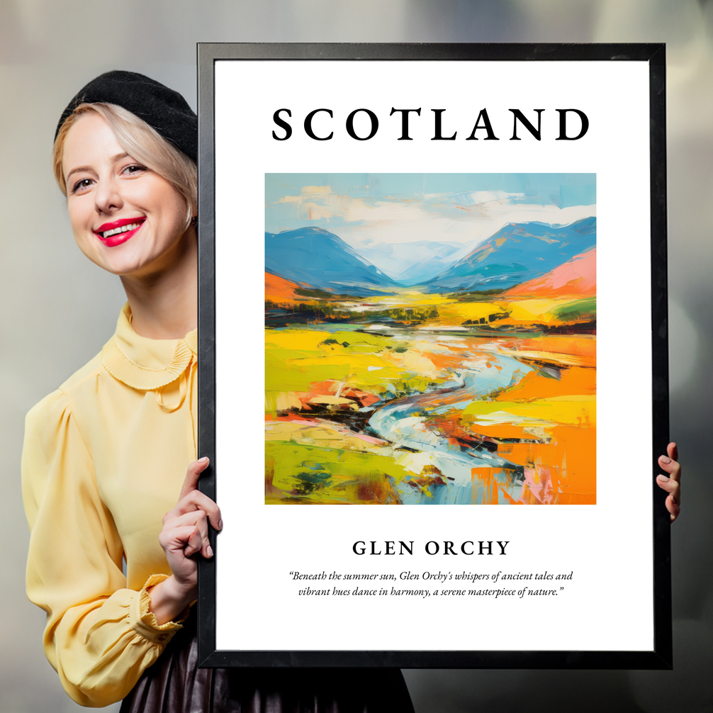 Person holding a poster of Glen Orchy