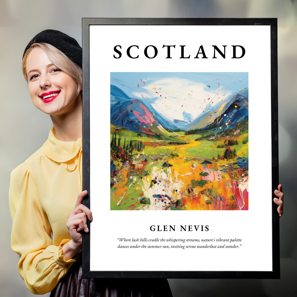 Person holding a poster of Glen Nevis