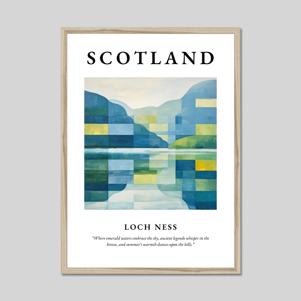 Poster in a natural frame with the word Scotland