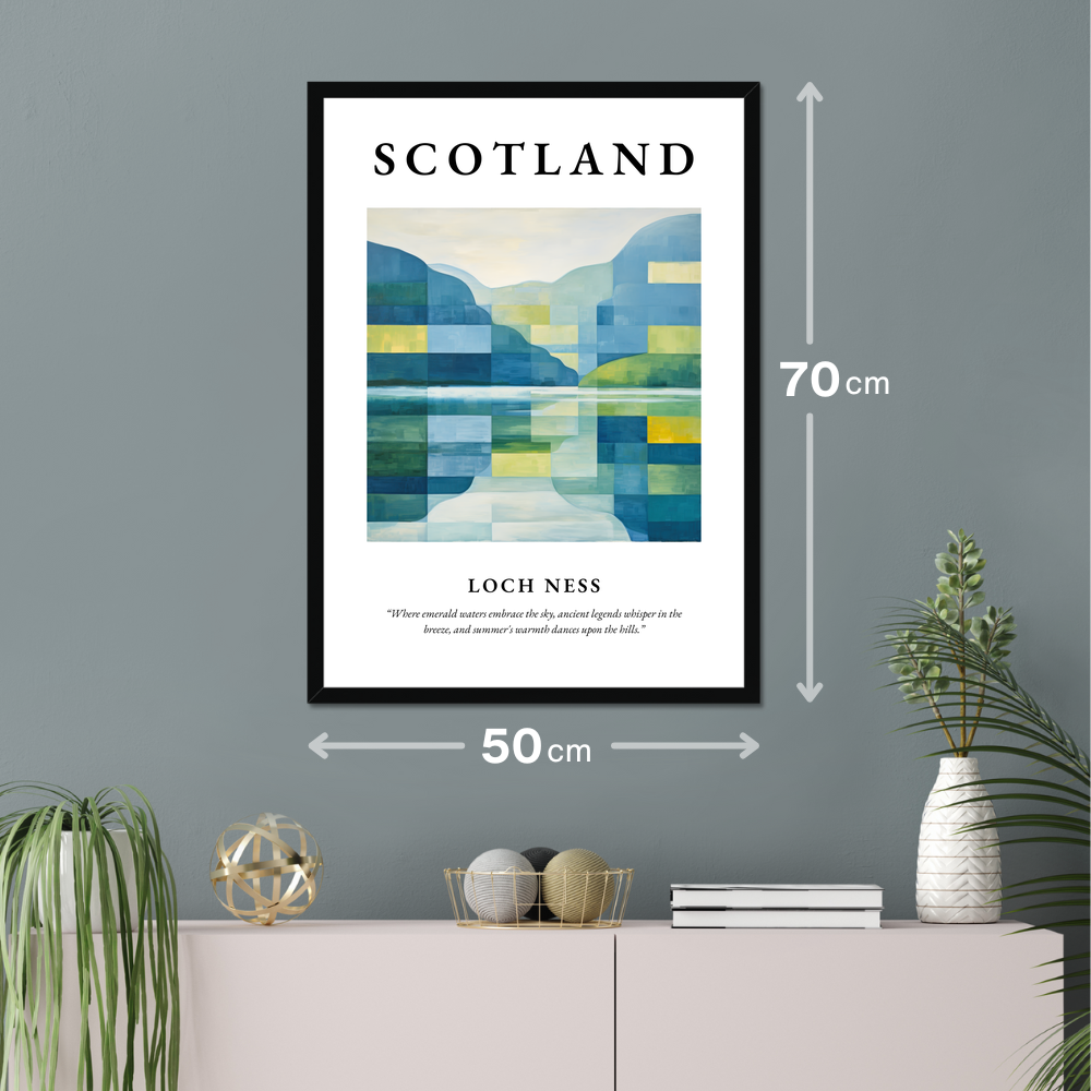 Poster of Loch Ness hanging on a wall