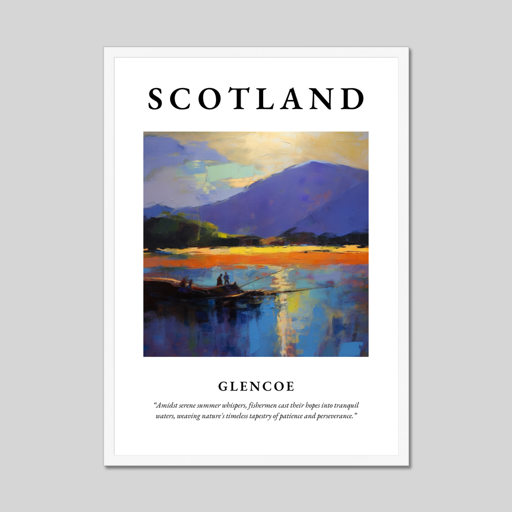 Poster in a white frame with the word Scotland