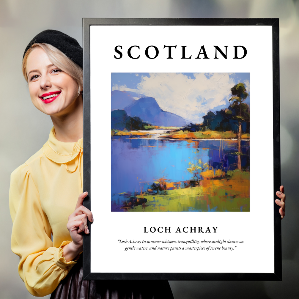 Person holding a poster of Loch Achray