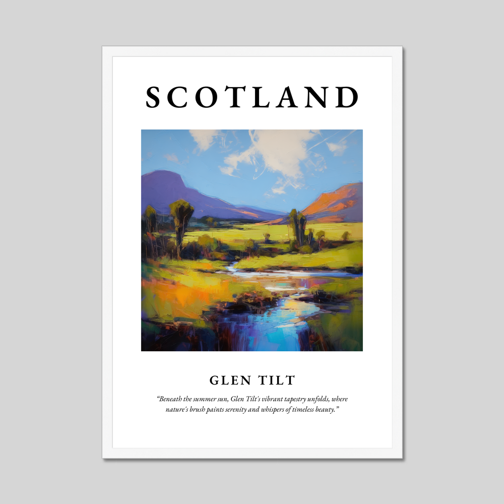 Poster in a white frame with the word Scotland