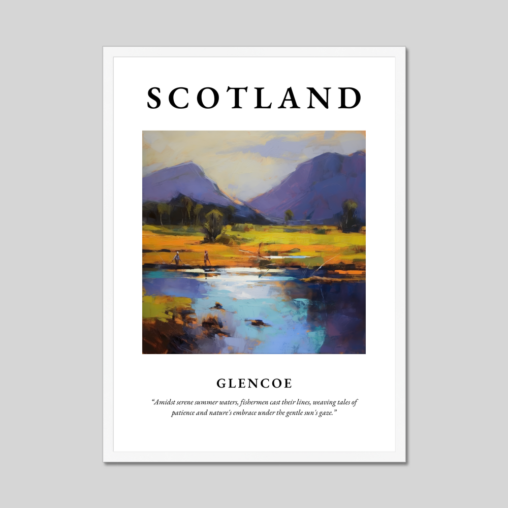 Poster in a white frame with the word Scotland