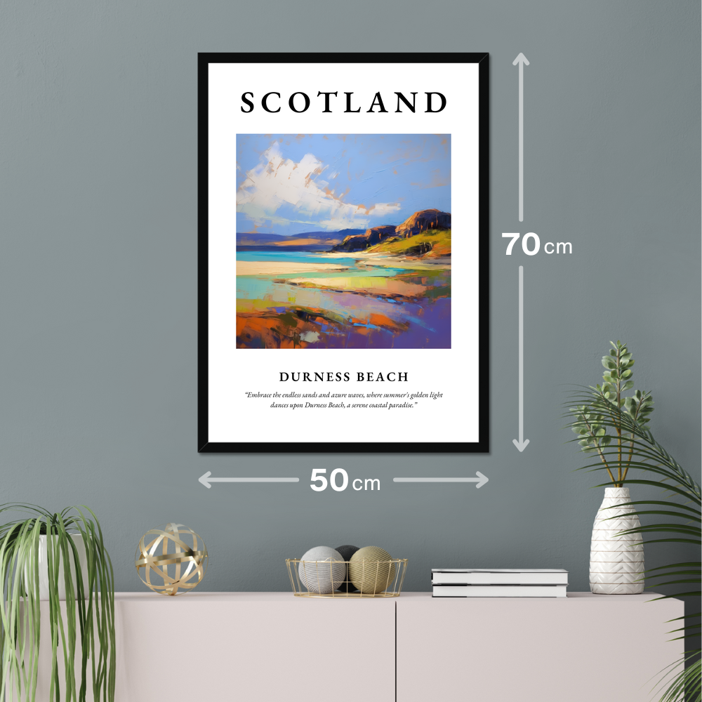 Poster of Durness Beach hanging on a wall