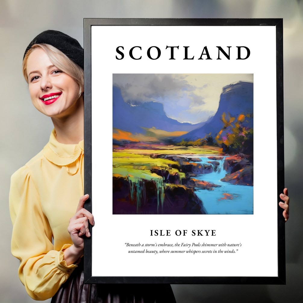 Person holding a poster of Isle of Skye