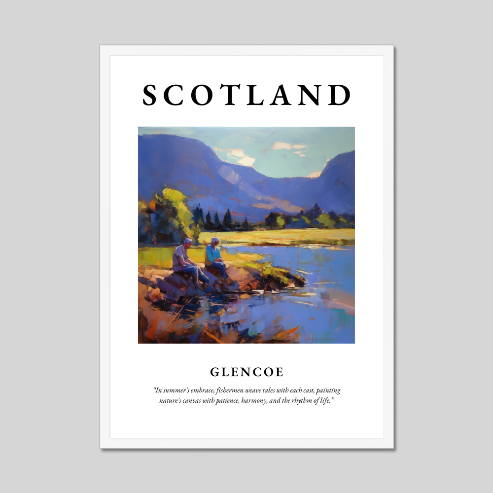 Poster in a white frame with the word Scotland