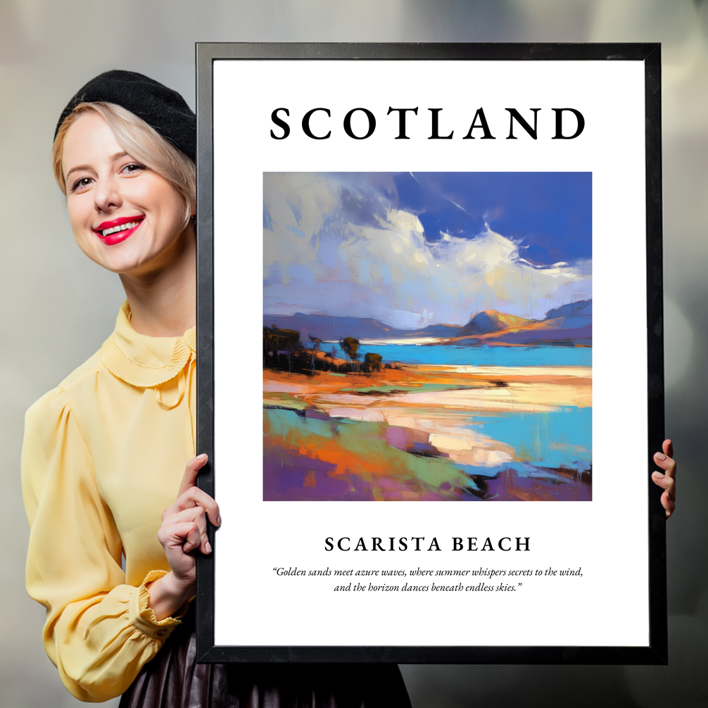 Person holding a poster of Scarista Beach