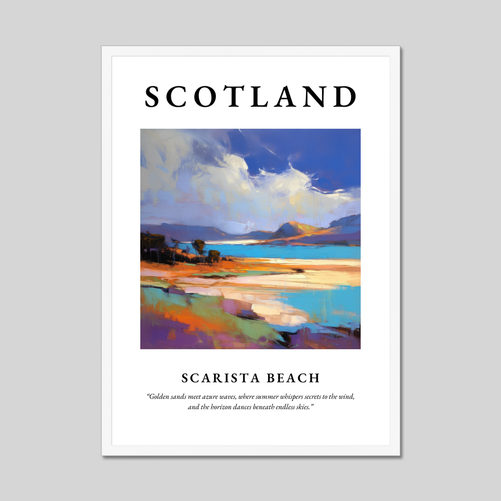 Poster in a white frame with the word Scotland