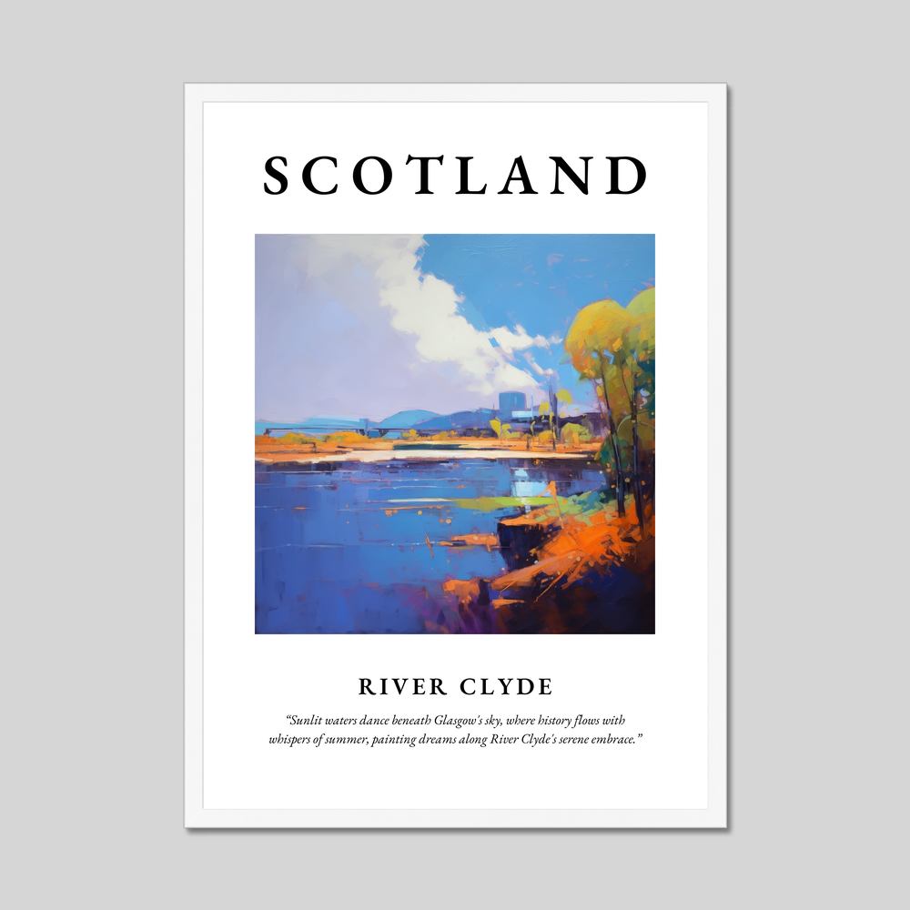 Poster in a white frame with the word Scotland