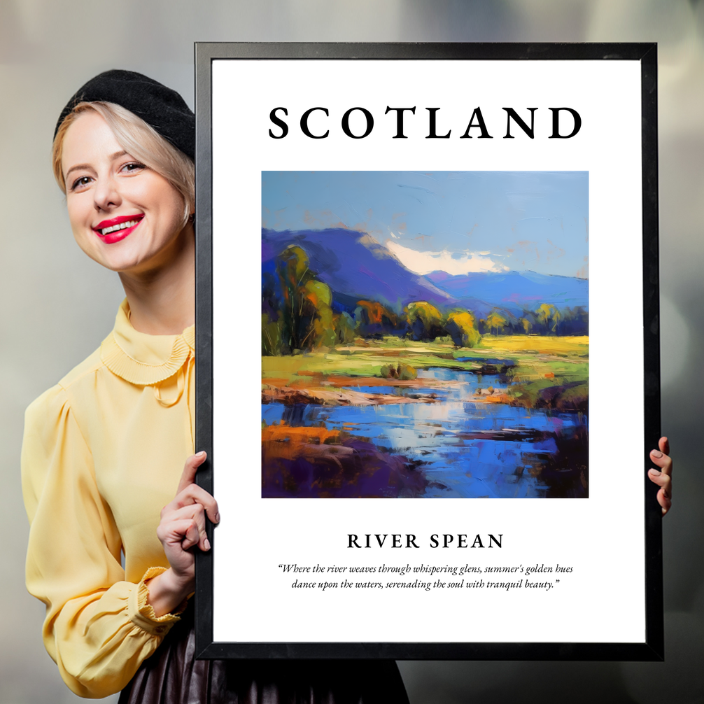 Person holding a poster of River Spean