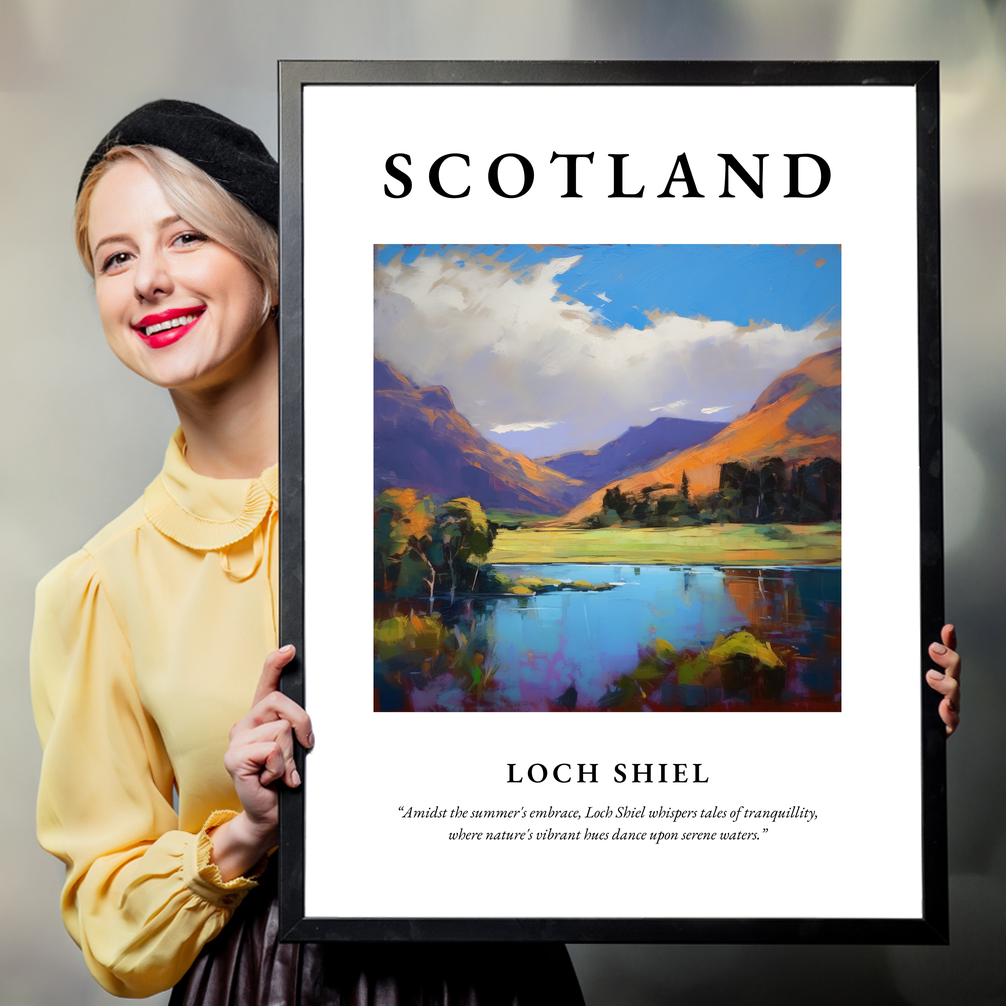 Person holding a poster of Loch Shiel