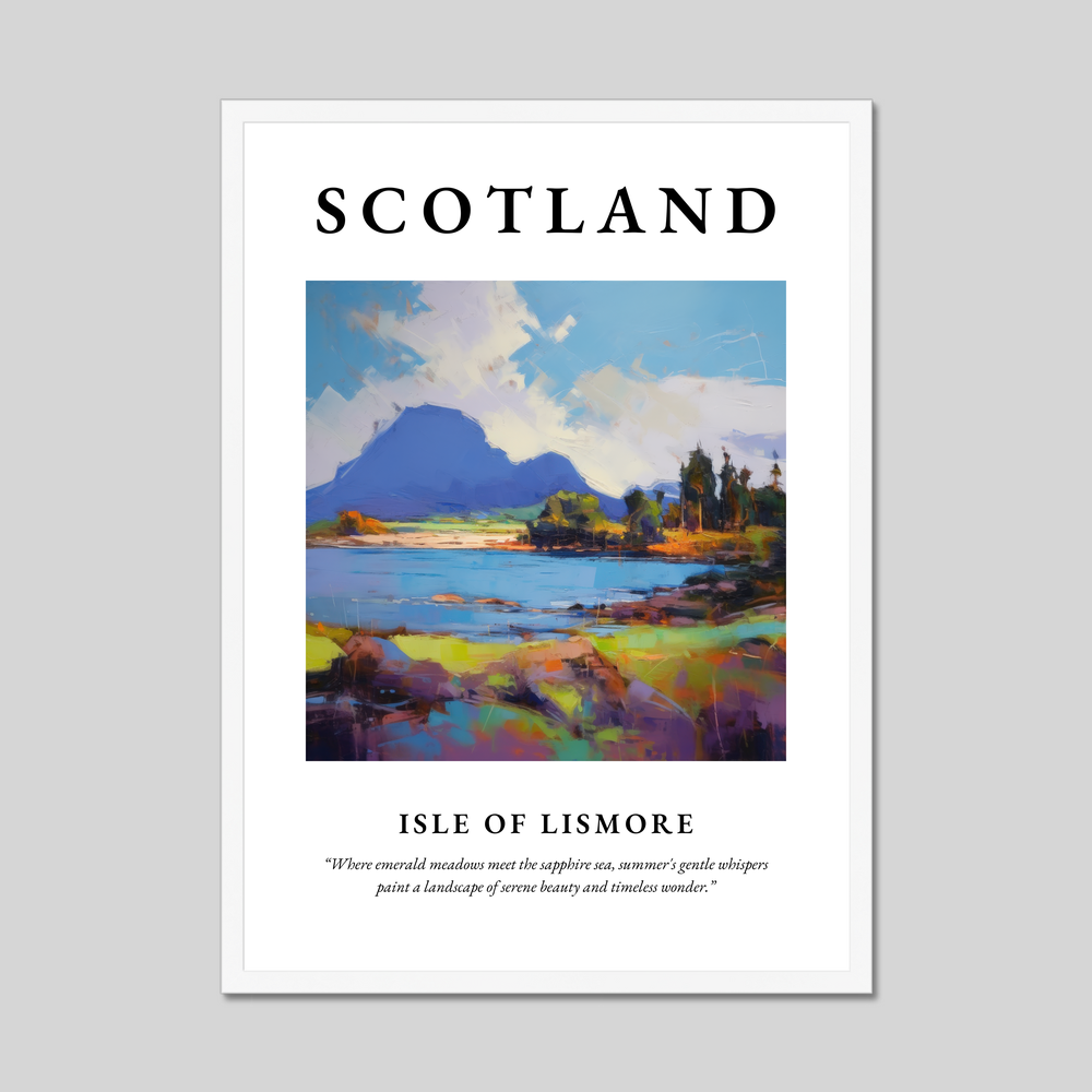 Poster in a white frame with the word Scotland