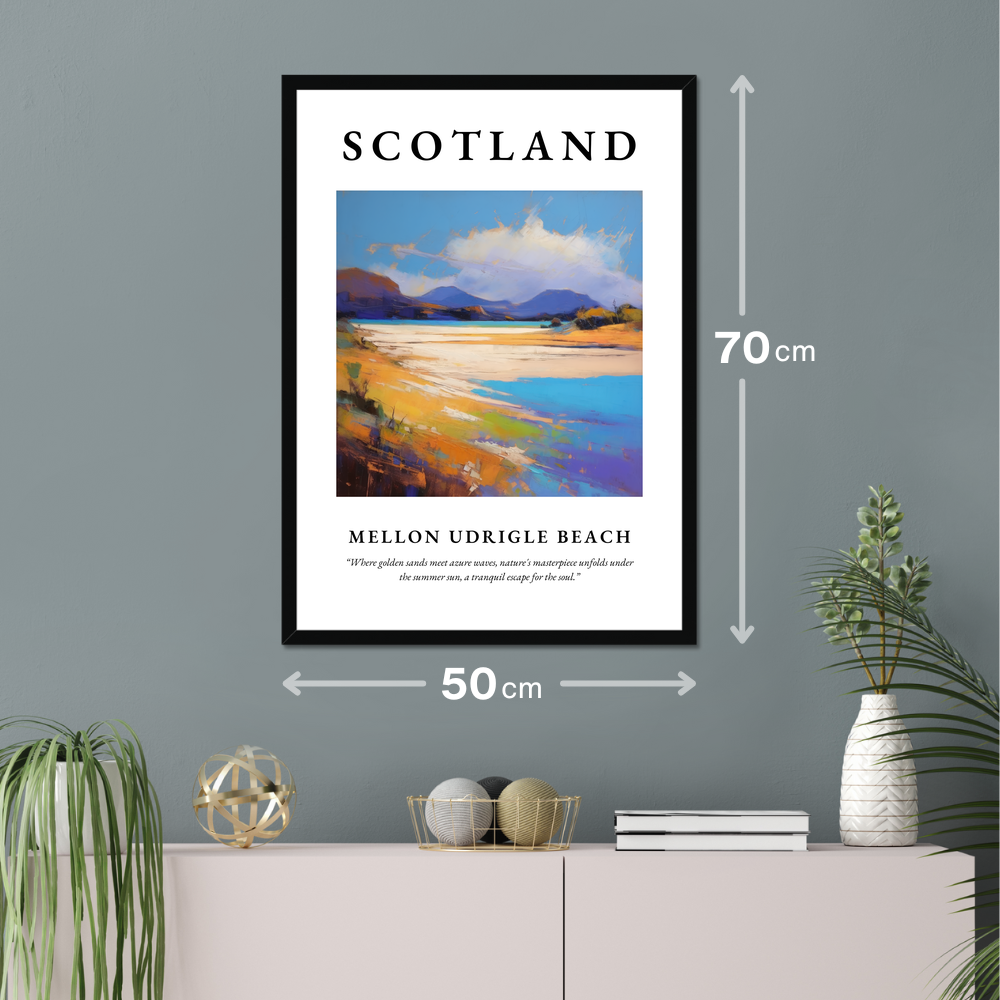 Poster of Mellon Udrigle Beach hanging on a wall