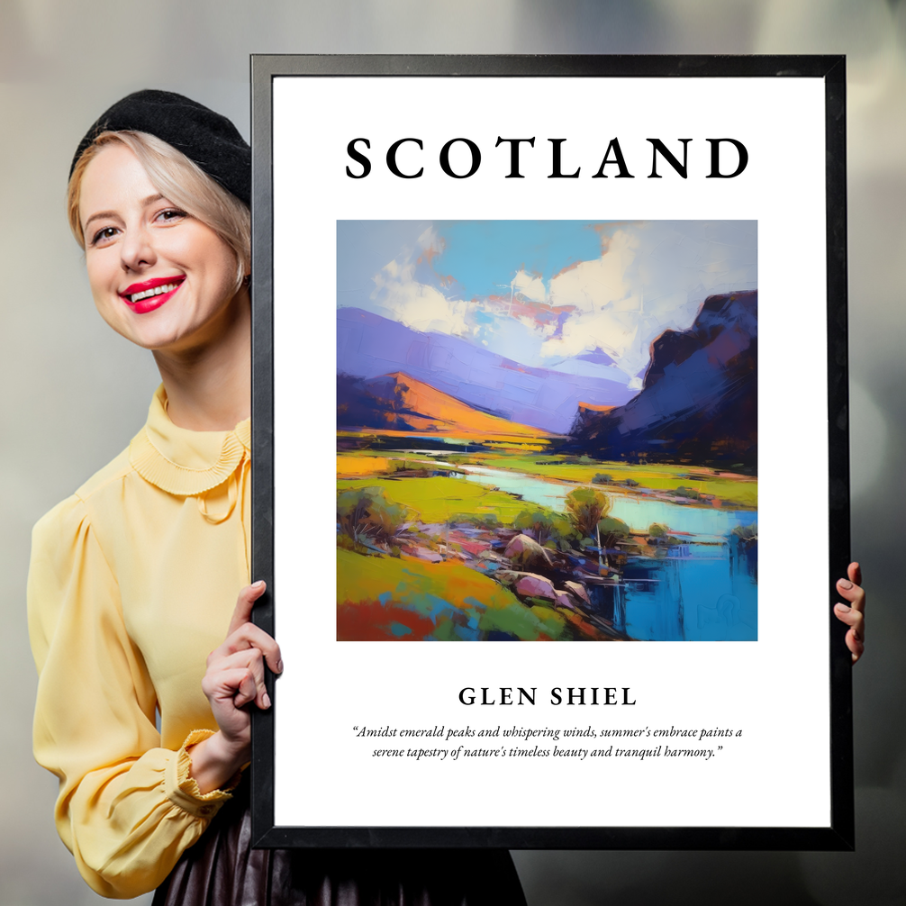 Person holding a poster of Glen Shiel