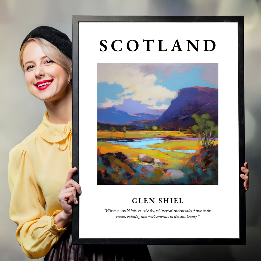 Person holding a poster of Glen Shiel