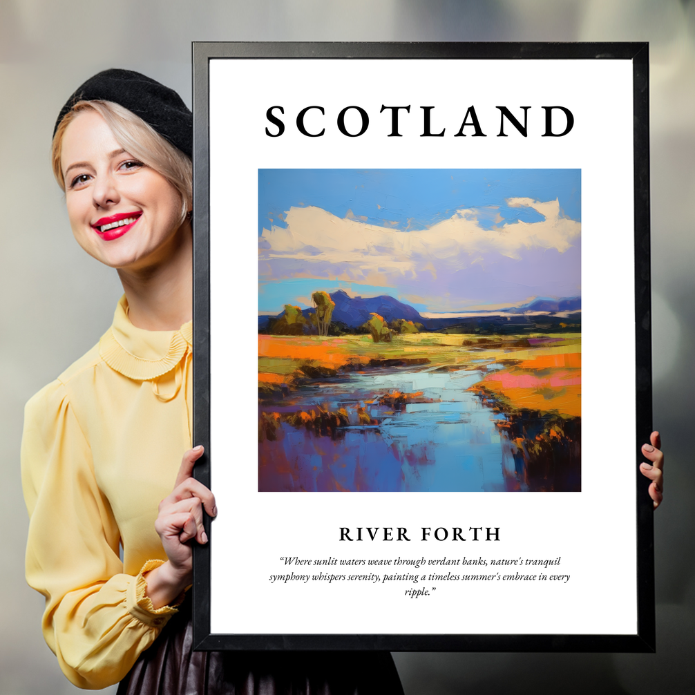 Person holding a poster of River Forth