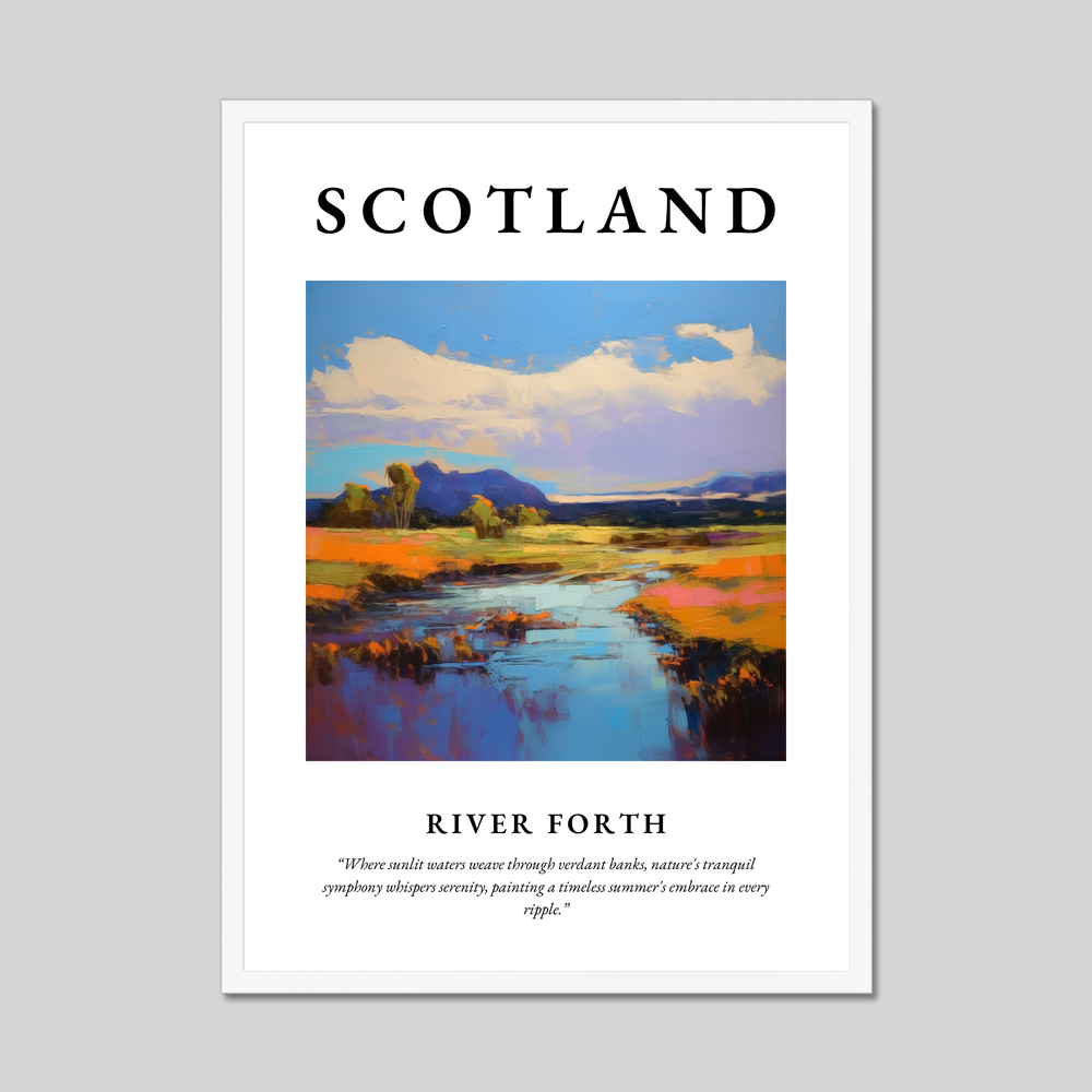 Poster in a white frame with the word Scotland