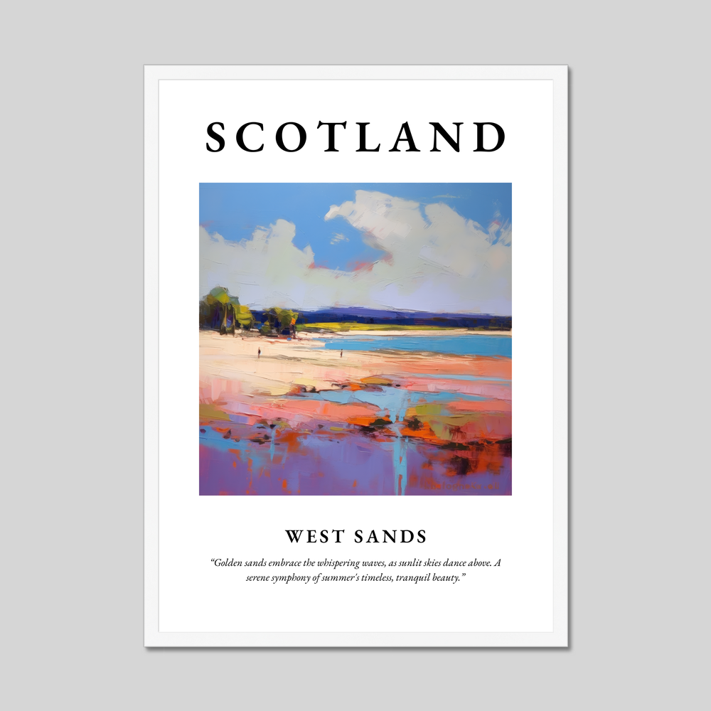 Poster in a white frame with the word Scotland