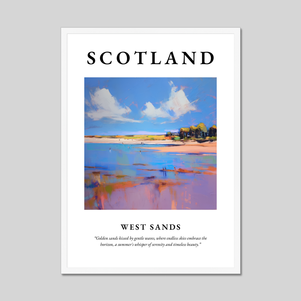 Poster in a white frame with the word Scotland