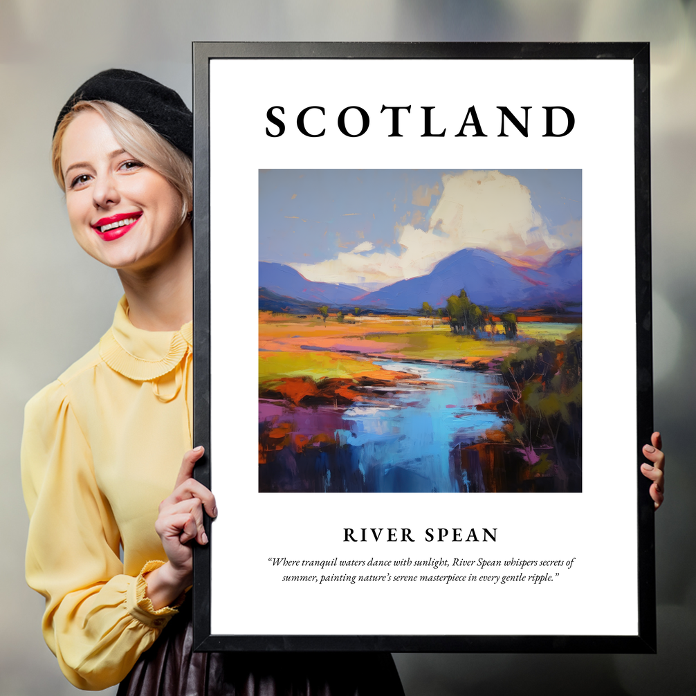 Person holding a poster of River Spean