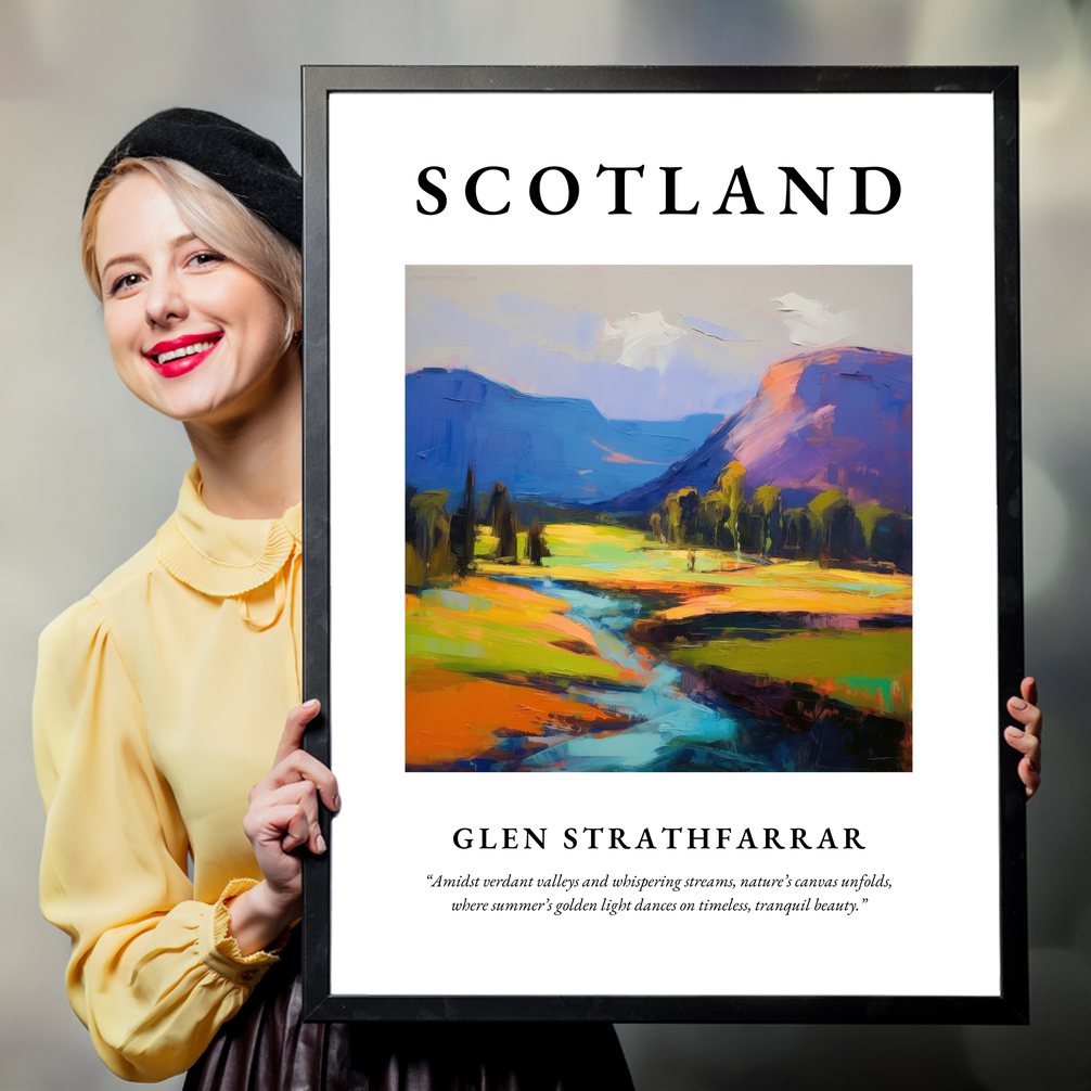 Person holding a poster of Glen Strathfarrar