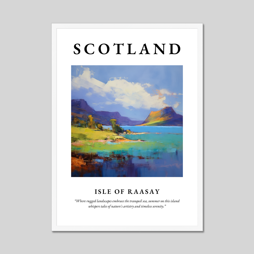 Poster in a white frame with the word Scotland