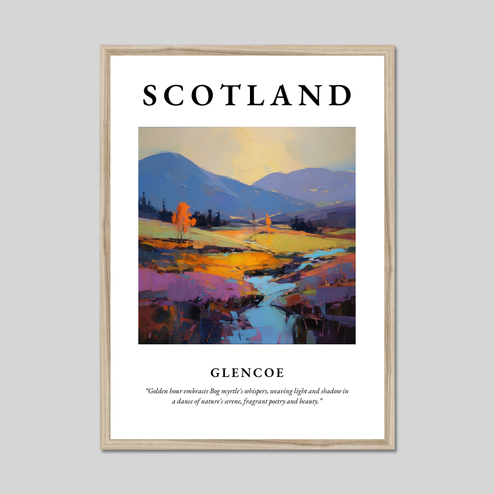 Poster in a natural frame with the word Scotland