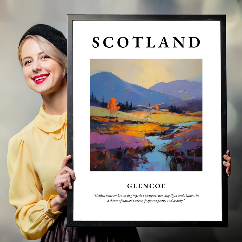 Person holding a poster of Glencoe